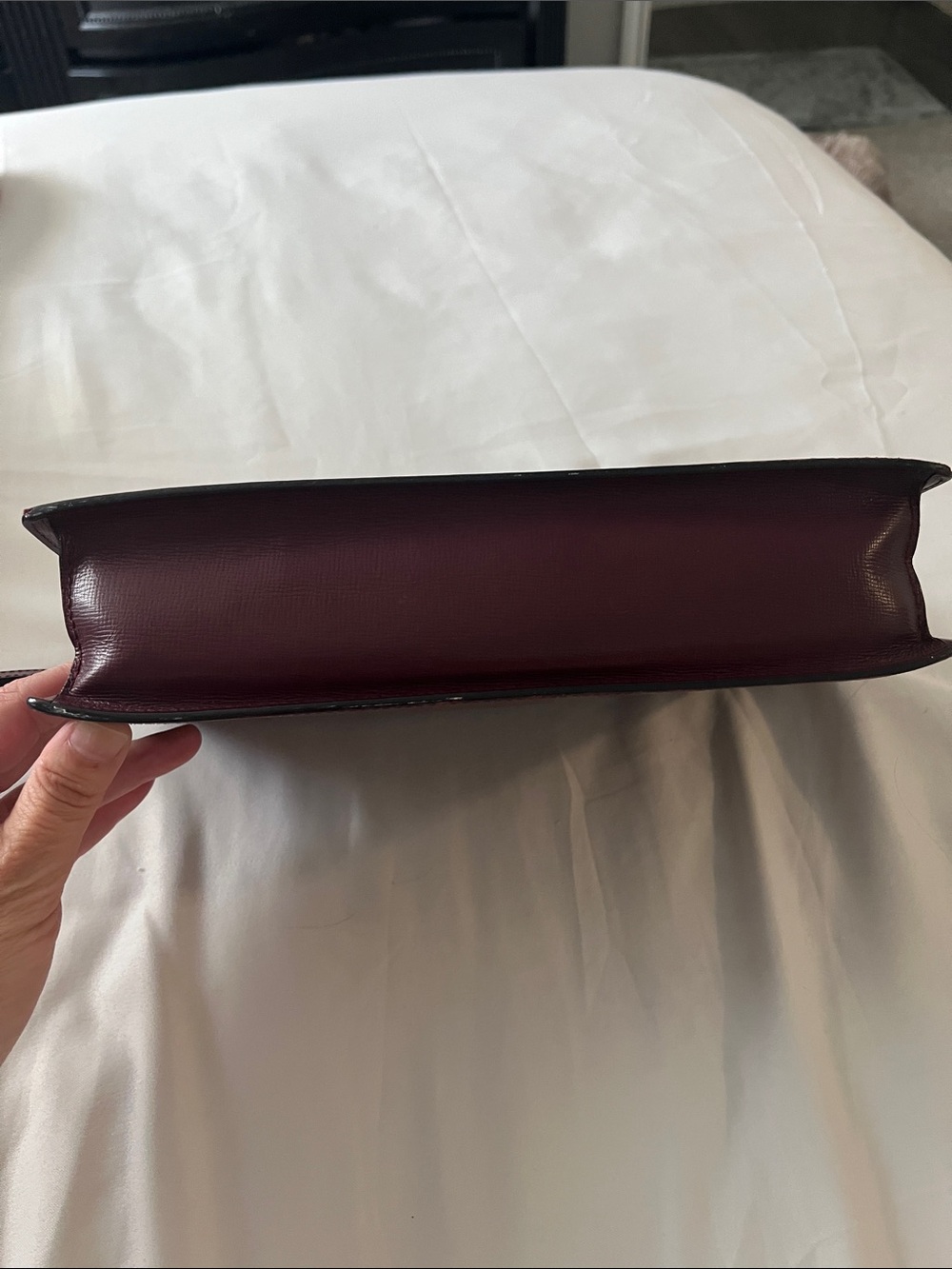 Womens Leather Envelope Bag in Burgundy with Gold Hardware - Picture 6 of 10